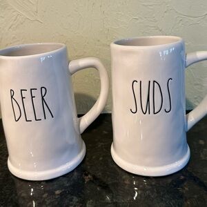 Rae Dunn Ceramic Beer Mugs Set